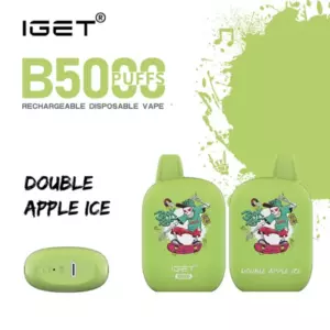 Double Apple Ice Iget B5000 Iget Vapes Shop Oz Igetb5000doubleappleice600x6001webp Iget Vapes Shop Oz Double Apple Ice – Iget B5000 - Two Green Disposable Vape Devices (iget B5000) Labeled Double Apple Ice, with Lime Splash Artwork in the Background. - Iget Vapes Shop Oz