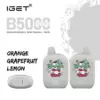 Watermelon Ice – Iget B5000 - Iget B5000 Rechargeable Disposable Vape in Orange–grapefruit–lemon Flavor, Shown with Two White Devices and a Pod Case. - Iget Vapes Shop Oz