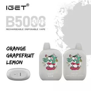 Orange Grapefruit Lemon Iget B5000 Iget Vapes Shop Oz Igetb5000orangegrapefruitlemon600x6001webp Iget Vapes Shop Oz Orange Grapefruit Lemon – Iget B5000 - Iget B5000 Rechargeable Disposable Vape in Orange–grapefruit–lemon Flavor, Shown with Two White Devices and a Pod Case. - Iget Vapes Shop Oz