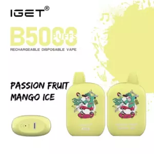 Passion Fruit Mango Ice Iget B5000 Iget Vapes Shop Oz Igetb5000passionfruitmangoice600x6001webp Iget Vapes Shop Oz Passion Fruit Mango Ice – Iget B5000 - Ige T B5000 Puff Rechargeable Disposable Vape in Passion Fruit Mango Ice Flavor, Shown with Two Yellow Devices Featuring Cartoon Artwork. - Iget Vapes Shop Oz