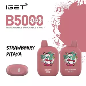 Strawberry Pitaya Iget B5000 Iget Vapes Shop Oz Igetb5000strawberrypitaya600x6001webp Iget Vapes Shop Oz Strawberry Pitaya – Iget B5000 - Iget B5000 Strawberry Pitaya Disposable Vape with Two Pink Devices and a Pink Cartridge, Branding Visible on White Background. - Iget Vapes Shop Oz