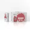 Boxes of B5000 Strawberry Pitaya e-liquid with red bottle image and pink splash design on white background (product packaging).