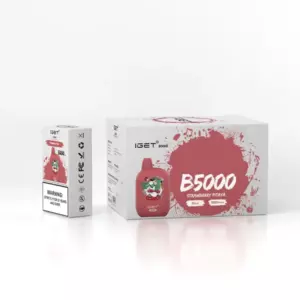 Strawberry Pitaya – Iget B5000 - Boxes of B5000 Strawberry Pitaya E-liquid with Red Bottle Image and Pink Splash Design on White Background (product Packaging). - Iget Vapes Shop Oz