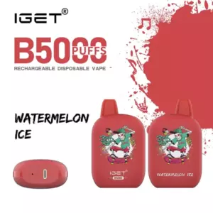 Watermelon Ice Iget B5000 Iget Vapes Shop Oz Igetb5000watermelonice600x6001webp Iget Vapes Shop Oz Watermelon Ice – Iget B5000 - Iget B5000 Watermelon Ice Disposable Vape Duo with Brand Logo and Red Splash Background - Iget Vapes Shop Oz