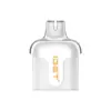 Clear vape pod cartridge with orange IGET logo facing forward, upright stance on white background