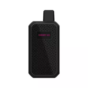 Cherry Ice – Iget Star L7000 - Black Vape Device with a Hexagonal Pattern and a Cherry Ice Label on the Front, Top Mouthpiece Visible. - Iget Vapes Shop Oz
