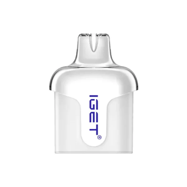 Iget Halo Starter Kit 1 Vape Kit +2 Prefilled Pod Iget Vapes Shop Oz Cherrypomegranateigethalopodflavour600x6001webp Iget Vapes Shop Oz Iget Halo Starter Kit (1 Vape Kit +2 Prefilled Pod) - Clear Vape Pod Cartridge with a Transparent Body and Blue Iget Logo, Showing the Mouthpiece at the Top. - Iget Vapes Shop Oz