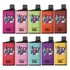 Iget Bar 3500 Puffs 0% Bulk Buy 10pcs - Row of Ten Iget Bar Disposable Vape Devices with Bright, Colorful Packaging on a White Background (five on Top, Five on Bottom). - Iget Vapes Shop Oz