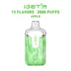 Iget Halo Vape Kit 3000 Puffs - Disposable Vape Device with Green Marble Pattern and White Mouthpiece, Labeled 'iget' with '13 Flavors 3000 Puffs' and 'apple' at Top, Indicating an Apple-flavored Pod Offering 3000 Puffs. - Iget Vapes Shop Oz
