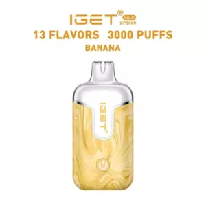 Banana – Iget Halo Vape Kit 3000 Puffs - Iget Vape Device with Banana Flavor, White Mouthpiece and Gold Marble Body. - Iget Vapes Shop Oz