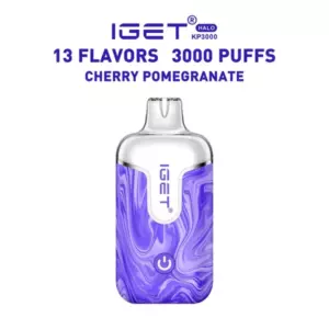 Cherry Pomegranate – Iget Halo Vape Kit 3000 Puffs - Disposable Vape Device with a Purple Marbled Body, Iget Logo, Flavor Cherry Pomegranate, 3000 Puffs (13 Flavors) Signaling a Vaping Product - Iget Vapes Shop Oz