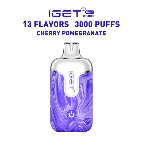 Iget Halo Starter Kit 1 Vape Kit +2 Prefilled Pod Iget Vapes Shop Oz Igethalokitcherrypomegranate600x6001webp Iget Vapes Shop Oz Iget Halo Starter Kit (1 Vape Kit +2 Prefilled Pod) - Disposable Vape Device with a Purple Marbled Body, Iget Logo, Flavor Cherry Pomegranate, 3000 Puffs (13 Flavors) Signaling a Vaping Product - Iget Vapes Shop Oz