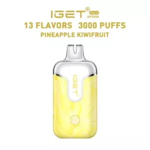 Pineapple Kiwifruit – Iget Halo Vape Kit 3000 Puffs - Disposable Vape Device (iget) with a Yellow Marble Body; Pineapple-kiwi Flavor, 13 Flavors, 3000 Puffs Branding Shown. - Iget Vapes Shop Oz