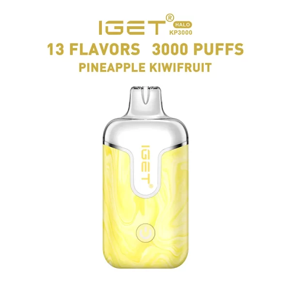 Iget Halo Starter Kit 1 Vape Kit +2 Prefilled Pod Iget Vapes Shop Oz Igethalokitpineapplekiwifruit600x6001webp Iget Vapes Shop Oz Iget Halo Starter Kit (1 Vape Kit +2 Prefilled Pod) - Disposable Vape Device (iget) with a Yellow Marble Body; Pineapple-kiwi Flavor, 13 Flavors, 3000 Puffs Branding Shown. - Iget Vapes Shop Oz
