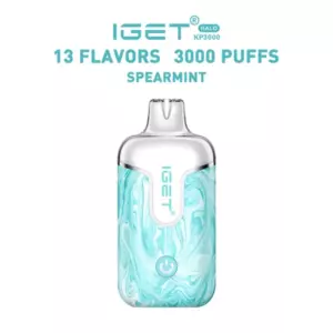 Spearmint – Iget Halo Vape Kit 3000 Puffs - Iget Spearmint Pod Vape with Turquoise Marbled Body and Text Above Reading '13 Flavors 3000 Puffs Spearmint'. - Iget Vapes Shop Oz
