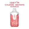 Strawberry Watermelon – Iget Halo Vape Kit 3000 Puffs - Iget Halo Kp3000 Watermelon Disposable Vape with a Pink Marble Body and the Top Text '13 Flavors 3000 Puffs' Shown Above. - Iget Vapes Shop Oz