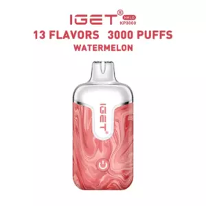 Watermelon – Iget Halo Vape Kit 3000 Puffs - Iget Halo Kp3000 Watermelon Disposable Vape with a Pink Marble Body and the Top Text '13 Flavors 3000 Puffs' Shown Above. - Iget Vapes Shop Oz