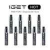 Iget Hot 5500 Puffs - Iget Hot Disposable Vape Lineup: Ten Black Devices with Colored Rings and '5500 Puffs | Disposable Vape' Text at Top. - Iget Vapes Shop Oz
