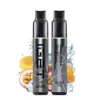 Strawberry Ice – Iget Hot 5500 Puffs - Pair of Black Disposable Vape Pens Standing Side by Side, Labeled Mango Passion Fruit Ice, with Fruit and Ice Splash Background. - Iget Vapes Shop Oz