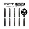 Iget Halo Pod 3000 Puffs Bundle (5pcs) - Ten Iget Legend Disposable Vape Pens in a 4000-puffs Mixed Flavors Box, Shown in Two Rows. - Iget Vapes Shop Oz