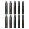 Row of ten black IGET vape pens with colorful flavor labels arranged in two rows, showing assorted flavors.