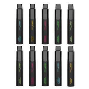 Iget Legend 0% Bulk Buy 10pcs - Row of Ten Black Iget Vape Pens with Colorful Flavor Labels Arranged in Two Rows, Showing Assorted Flavors. - Iget Vapes Shop Oz