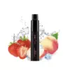 Iget Nicotine Free Vape Mystery Box (5pcs) - Black Vape Pen Standing Upright with Strawberries and a Peach, Ice Cubes, and a Splash in the Background; Flavor Appears to Be Peach Strawberry Ice. - Iget Vapes Shop Oz