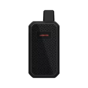 Lush Ice – Iget Star L7000 - Black Rectangular Vape Device with a Hexagonal Honeycomb Pattern, Red 'lush Ice' Label, and a Top Mouthpiece. - Iget Vapes Shop Oz
