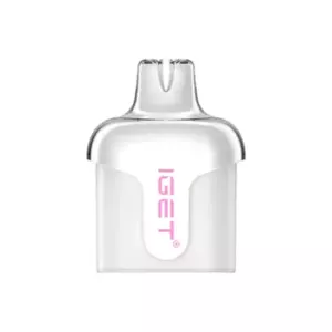 Strawberry Kiwifruit – Iget Halo Pod 3000 Puffs - White Vape Pod Cartridge with Pink Iget Logo on a White Background, Front View. - Iget Vapes Shop Oz