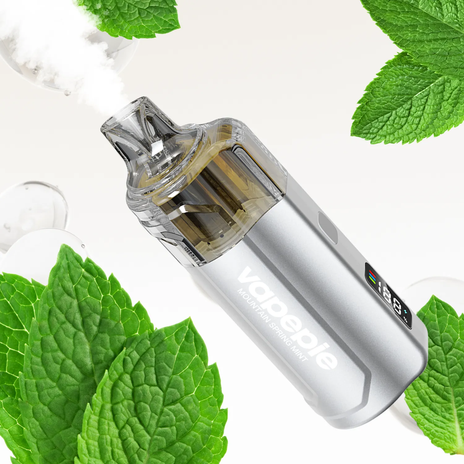 Vapepie Crystal Pop 15000 Puffs Mountain Spring Mint Iget Vapes Shop Oz 30de35bdf454db8462c850d2073f391cwebp Iget Vapes Shop Oz Vapepie Crystal Pop 15000 Puffs Mountain Spring Mint - Silver Vape Pen with a Clear Cartridge Labeled Mint Flavor, Surrounded by Fresh Mint Leaves on a Light Background. - Iget Vapes Shop Oz