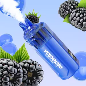 Vapepie Crystal Pop 15000 Puffs Blackberry Ice - Blue Vape Device Labeled Blackberry Ice Surrounded by Fresh Blackberries on a Bright Blue Background. - Iget Vapes Shop Oz