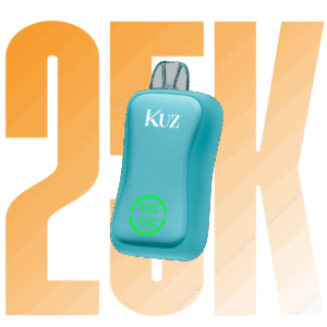 Kuz Flow - Teal Kuz Wearable Device with a Digital Display Sits in Front of a Bold Orange '2021' Backdrop. - Iget Vapes Shop Oz