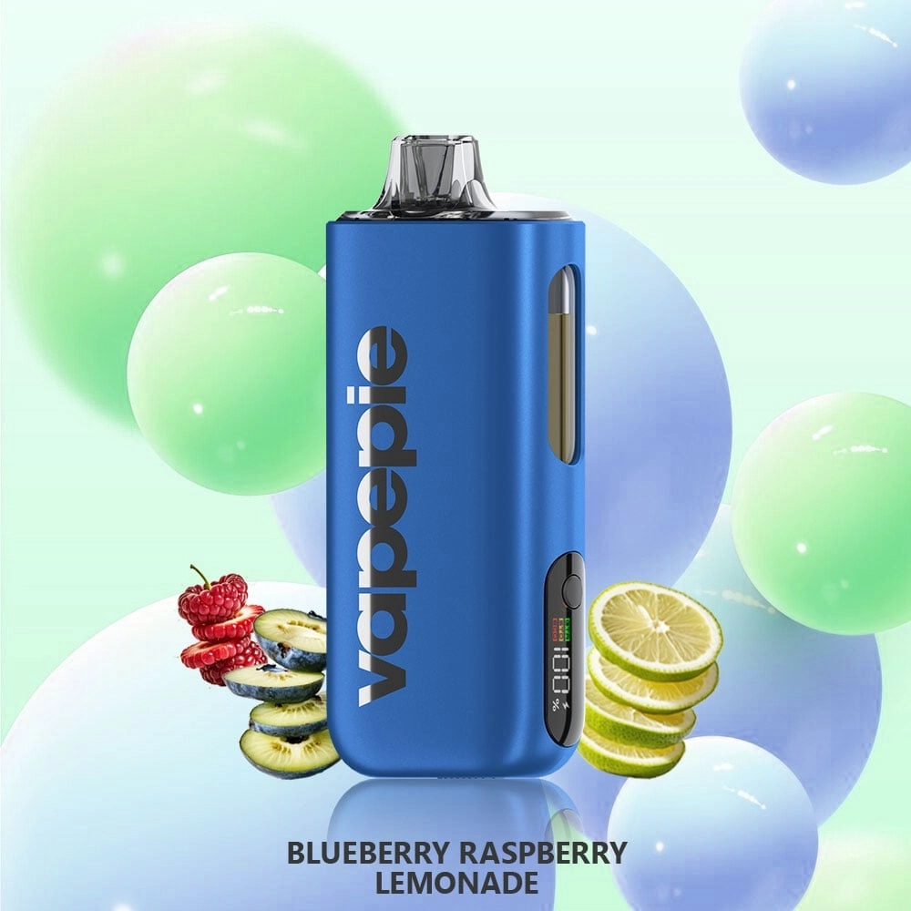 Vapepie Max 40000 Puffs Blueberry Raspberry Lemonade Iget Vapes Shop Oz Vapepiemax40000puffsblueberryraspberrylemonadewebp Iget Vapes Shop Oz Vapepie Max 40000 Puffs – Blueberry Raspberry Lemonade - Blue Portable Vape Device with a Side Display, Surrounded by Blueberries, Raspberries, and Lemon Slices; Flavor Label Reads Blueberry Raspberry Lemonade. - Iget Vapes Shop Oz