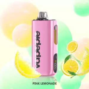Vapepie Max 40000 Puffs – Pink Lemonade - Pink Vapepod Vape Mod with a Vertical Logo, Side Viewing Window, and Flavor Label 'pink Lemonade' Set Against Pastel Balloons and Lemon Slices. - Iget Vapes Shop Oz