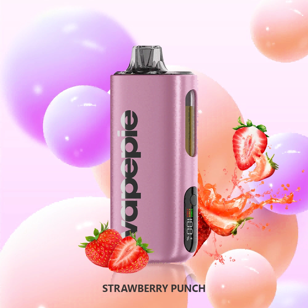 Vapepie Max 40000 Puffs Strawberry Punch Iget Vapes Shop Oz Vapepiemax40000puffsstrawberrypunchwebp Iget Vapes Shop Oz Vapepie Max 40000 Puffs – Strawberry Punch - Pink Vape Mod with a Vertical Brand Name, Surrounded by Strawberries and Pink Bubbles, Flavor Strawberry Punch (e‑cigarette Product). - Iget Vapes Shop Oz