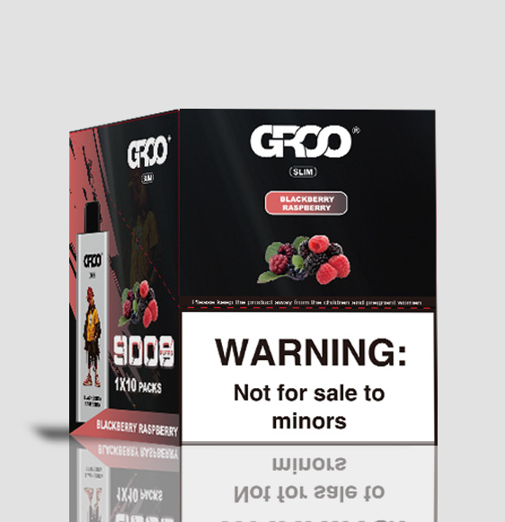 Groo Slimblackberry Raspberry10 Pack Bulk Iget Vapes Shop Oz 1731999225374png Iget Vapes Shop Oz Groo Slim-blackberry Raspberry–10 Pack Bulk - Groo Slim Blackberry Raspberry Vape Box with a Bold 'warning: Not for Sale to Minors' Label on a Black Package. - Iget Vapes Shop Oz
