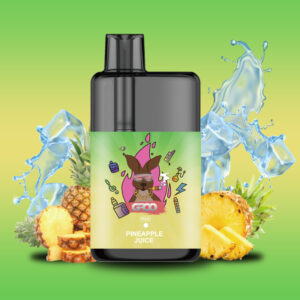 Groo Max – Pineapple Juice - Dark Juice Bottle with a Green Label Featuring a Cartoon Dog in Sunglasses; Label Reads 'pineapple Juice' with Pineapple and Tropical Splash in the Background. - Iget Vapes Shop Oz