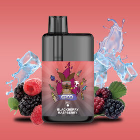 Groo Max – Blackberry Raspberry - Vape Juice Bottle with a Blackberry Raspberry Flavor Label, Surrounded by Berries and Splash Graphics on a Pink Gradient Background. - Iget Vapes Shop Oz
