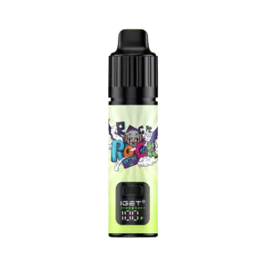 Iget Bar Plus S3 Kit Dynamic Mint - Vape Juice Bottle with a Neon Green Label Featuring a Cartoon Robot Artwork and a Black Dropper Cap. - Iget Vapes Shop Oz