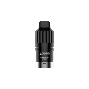 E-liquid bottle labeled Peach Lychee Lime Ice, black with dropper top, product image for vaping juice