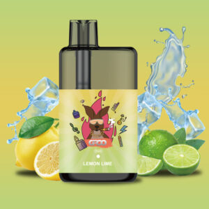Groo Max – Lemon Lime - Lemon‑lime Flavored E‑liquid Bottle with a Cartoon Dog Label, Surrounded by Lemons, Limes, and Splashing Water on a Gradient Background - Iget Vapes Shop Oz